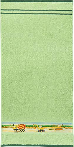 Erwin Müller Kinder-Handtuch Frottier Traktor, Bagger grün Größe 50x100 cm - 100% Baumwolle, mit Webbordüre
