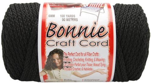 Pepperell BB6-100-042 6mm Bonnie Macramé Craft Cord, 100-Yard, Black