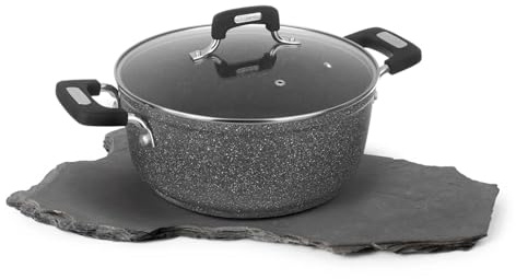 KASANOVA Casseruola antiaderente New Petra Dark, casseruola induzione, casseruola 24 cm di alta qualità, con coperchio, adatta per tutti i piani di cottura