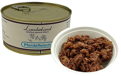 Lunderland Pferdefleisch 5 x 300g Dosen (insg. 1,5 kg), Hundefutter Nassfutter Katzenfutter Einzelfuttermittel für Hunde und Katzen