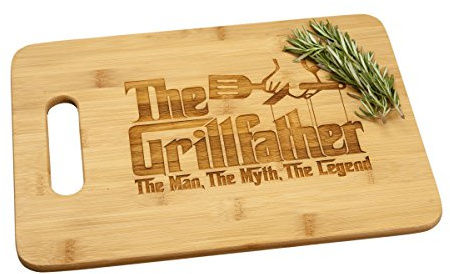 Grillfather Grill Father Engraved Bamboo Wood Cutting Board with Handle Funny Gift for Birthday or Father's Day Grilling Serving Tray 9.5x13
