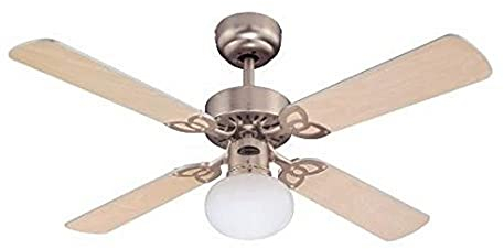 Westinghouse Lighting 7227240 Vegas, ventilatore da soffitto tradizionale con luce, 105 cm, finitura in alluminio spazzolato, vetro smerigliato opalino