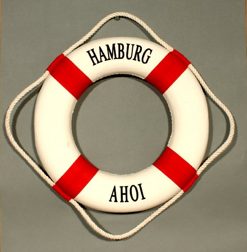 Buddel-Bini Versand Deko Rettungsring rot/weiß Hamburg AHOI 15cm