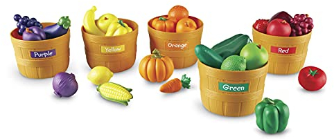 Learning Resources Farbsortierset „Bauernmarkt“, ab 18 Monaten, Sortierspielzeug für Kleinkinder, Spielzeug-Obst & -Gemüse, Farben Lernen, Feinmotorik trainieren, 30-teilig