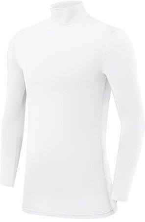 PowerLayer Maglia Termica Bambino a Manica Lunga - Maglia Compressione Uomo per Calcio e Sport - Strato Base a Maniche Lunghe - per Allenamento Corsa e Ciclismo - Bianco, 10-12 Anni