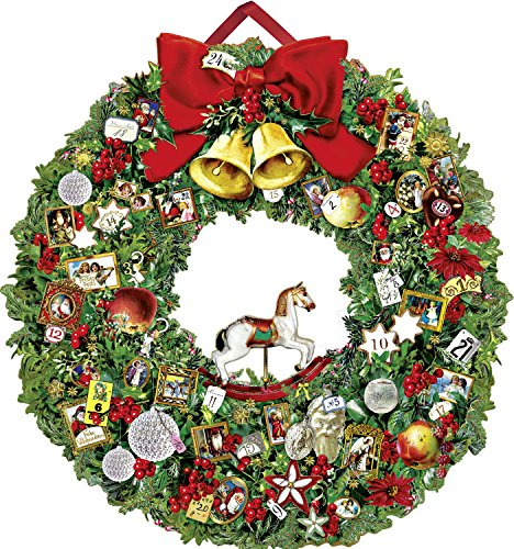 Coppenrath Christmas Wreath Double Sided Cut Out Huge Traditional German Advent Calendar 52cm Wide x 52 cm