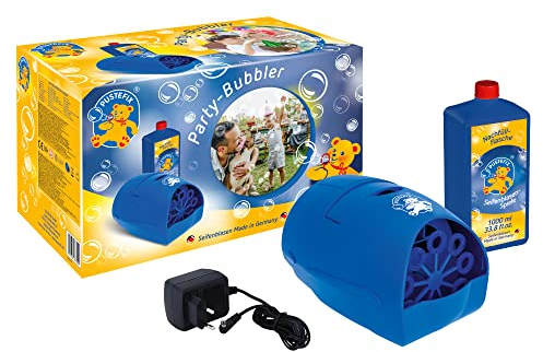 PUSTEFIX Party-Bubbler blau I 1000 ml Seifenblasenwasser I Bunte Bubbles Made in Germany I Seifenblasen-Maschine für Hochzeit, Kindergeburtstag, Polterabend I Spaß für Kinder & Erwachsene