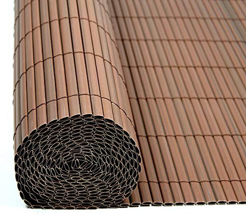 ESTEXO PVC Sichtschutzmatte aus Kunststoffröhrchen Braun 1,40 x 5 m