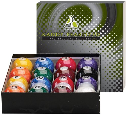Kandy Pearl Billiards Ball Set - Hi-Gloss, Swirl Marbleized 16 Piece Pool Balls - Full 2 1/4 Size (Lighter Than Regulation Weight) Wet Look and Brilliant Colors KPBS