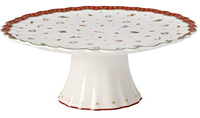 Villeroy & Boch Toy's Delight Kuchenplatte auf Fuß, 28 cm, Premium Porzellan, Weiß/Rot