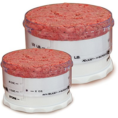 KitchenArt Adjust-A-Burger Press Set, Plastic, 2-Piece, White