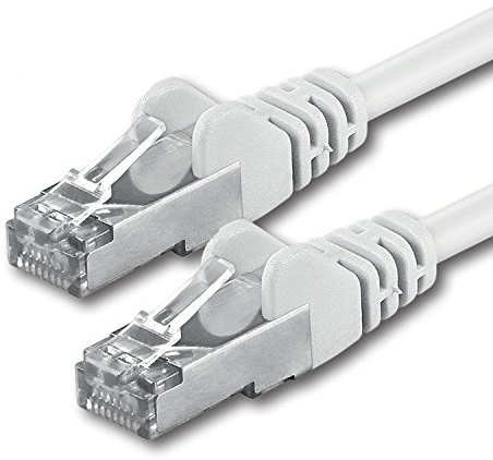 1aTTack CAT 5e folieskärmad FTP nätverkslappkabel med 2 x RJ45-kontakter 15 m vit