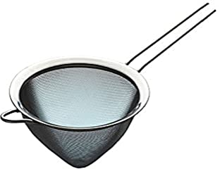 KitchenCraft feinmaschiger Trichtersieb, Edelstahl, Aufhängeloch, langer Griff mit Haken, 15 cm, Silber