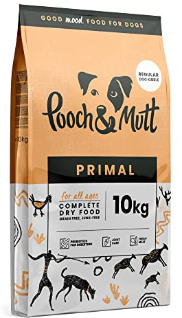 Pooch & Mutt - Primal High Protein Grain Free Dry Dog Food (Regular Sized Kibble), Lamb And Ostrich Flavour, 10kg