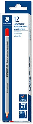 Staedtler Lumocolor - Matite Colorate Rosse, Set Matite da Disegno per Cancelleria Scuola Università Ufficio e Cartoleria, Matite Cancellabili e Lavabili dai Tessuti - Materiale Scolastico, 12 Pezzi