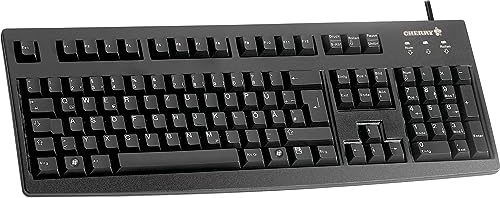 CHERRY G83-6105, Kabelgebundene Tastatur für Industrieanwendungen, UK-Layout (QWERTY), Abriebfeste Tasten, Leicht zu Reinigen, Recyclingfähig, Schwarz