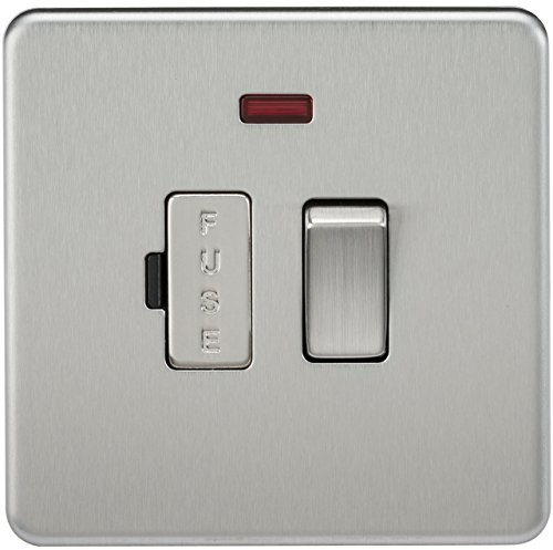 Knightsbridge SF6300NBC Screwless 13 A Switched Fused Spur Unit, Brushed Chrome with Neon