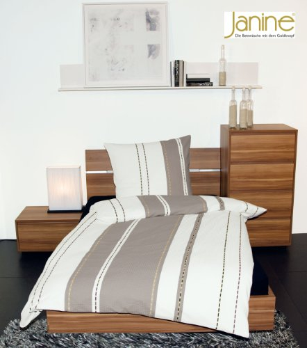 Janine Bettwäsche Mako-Soft-Seersucker Kiesel-weiß Größe 1x 135x200 cm + 1x 80x80 cm