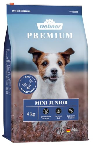 Dehner Premium hundtorrfoder mini junior, anka och lamm med potatis, 4 kg
