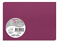 Clairefontaine 1326C - förpackning med 25 enkla kort - C6-storlek 11 x 15,5 cm - 210 g/m² - hallonfärg - inbjudningskort evenemang och matchande - Pollensortimentet - mjukt premiumpapper