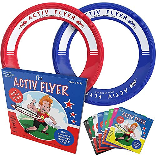 Activ Life Active Flyer: anelli frisbee aerodinamici - Divertimento all'aria aperta per bambini, ragazzi o ragazze di tutte le età! Confezione da 2 (blu/rosso)