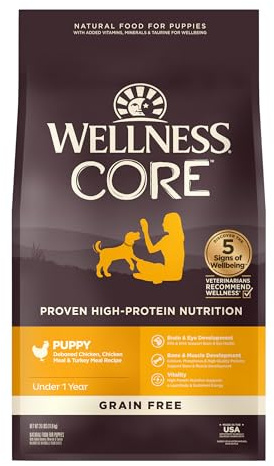 Wellness CORE Puppy Dry Dog Food, Grain-Free, High Protein, Natural, Chicken & Turkey Recipe, (26-Pound Bag)