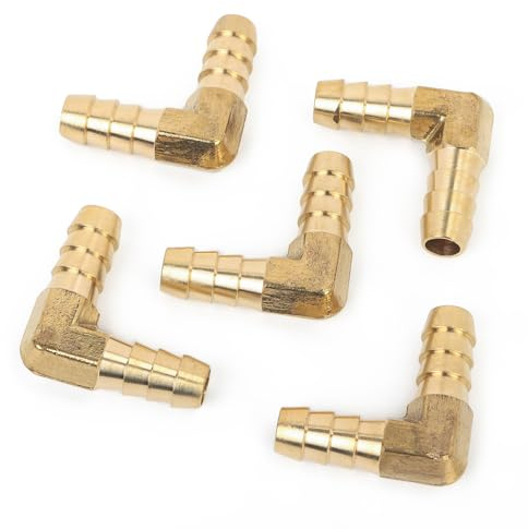 LTWFITTING 90 grader armbåge mässing hullmontering 5/8 x 5/16 tum (8 mm) slang ID luft/vatten/bränsle/olja/inerta gaser (5-pack)