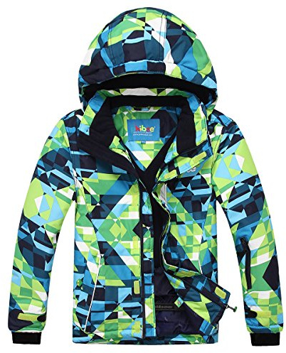 PHIBEE Big Boy's Waterproof Breathable Snowboard Ski Jacket (Print, 16)