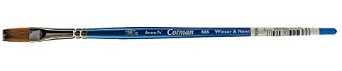 Winsor & Newton 5306106 Cotman syntetiskt hår akvarellpensel – serie 666, en streckpisel, långt handtag med utmärkt studs, färgbärande kraft och punktnoggrannhet – 1/4 tum, 6 mm