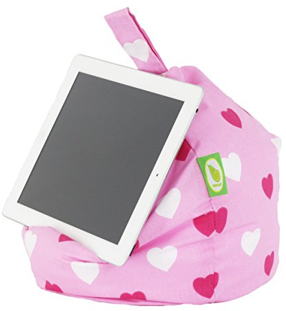 iPad, eReader & Book Mini Bean Bag By Bean Lazy Fits All tablets and eReaders - Pink Hearts