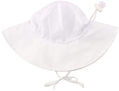 RuffleButts Baby Girls Floppy Wide Brim UPF 50+ - Baby Sun Hat White