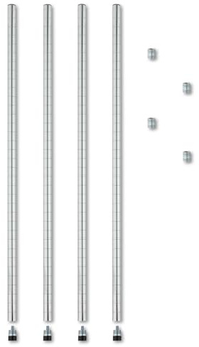 Alera ALE Stackable Posts For Wire Shelving, 36 High, Silver (Pack of 4)