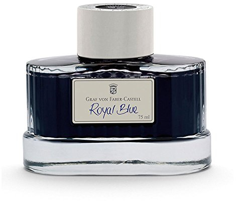 Graf von Faber-Castell 141009 - Tintenglas Royal Blue, 75 ml, dokumentenechte Tinte im edlen Tintenfass