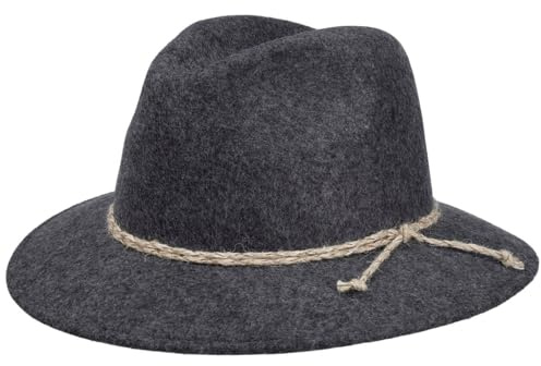 Lierys Tyrolean Mountain Hat Women/Men Anthracite 7-7 1/8 | Wool hat | Traveller hat | Autumn/Winter