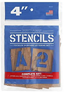 PRO ART Stencil, 4-inch Set, Letters and Numbers