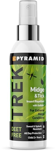 Pyramid Trek Midge & Tick No DEET Midge/Tick/Mosquito Repellent DEET FREE Saltidin Spray - 100ml
