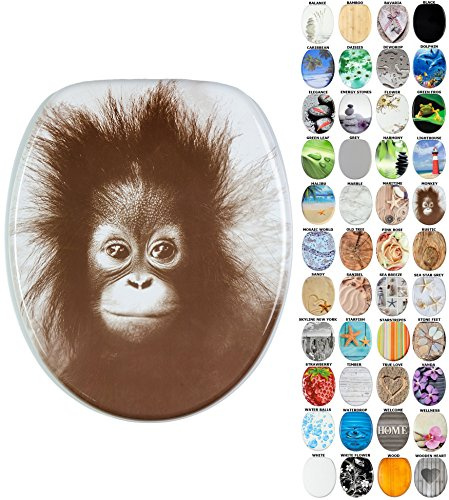 Sanilo Soft Close Toilet Seat, Wide Choice of New Toilet Seats, Stable Hinges, Easy to Mount (Monkey)
