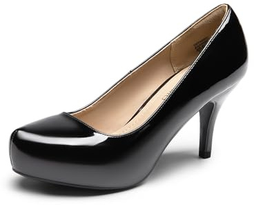 DREAM PAIRS Tiffany Women's Classic Elegant Versatile Low Stiletto Heel Dress Platform Pumps Shoes,Size 8,Black/Pat,TIFFANNY