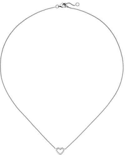 Jobo Damen-Halskette Herz aus 925 Sterling Silber mit Zirkonia 42 cm