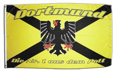 Flaggenfritze XXL Flagge Fahne Fanflagge Dortmund Kreuz Nr.1 aus dem Pott 150 x 250 cm
