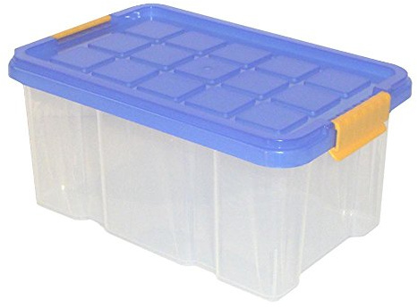 axentia Aufbewahrungsbox mit Deckel, Stapelbox aus Kunststoff 15 Liter, Eurobox transparent, Maße: ca. 40 x 29 x 20,5 cm, Anthrazit, blau oder gelb - Farbe nicht wählbar