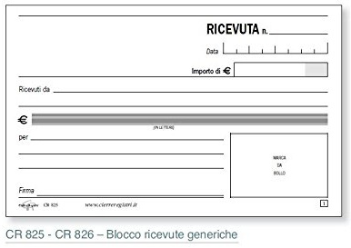 Blocco RICEVUTE GENERICHE 50 moduli autoricalcante duplice copia