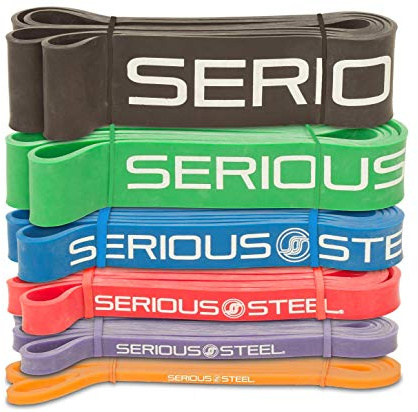 Serious Steel Fitness 41 Assisted Pull-up Band Sets, Stretching, Powerlifting, and Resistance Training (Complete Set (#0-5))