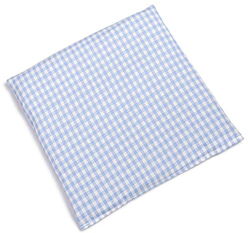 Cuscino termico in semi di colza, 24 x 24 cm, in tessuto biologico, colore: azzurro/bianco
