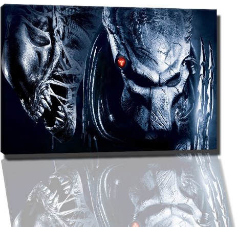 Alien Vs. Predator Bild auf Leinwand -- 100x70 cm fertig gerahmte Kunstdruckbilder als Wandbild - Billiger als Ölbild oder Gemälde - KEIN Poster oder Plakat