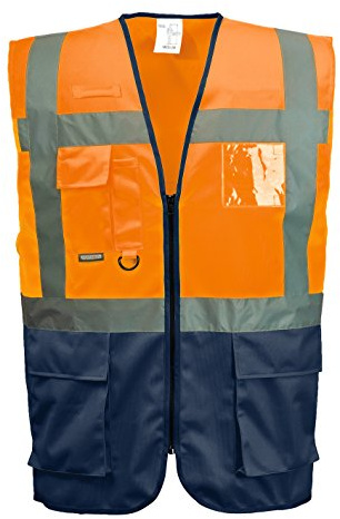 Portwest Chaleco Executive Warsaw, Tamaño: L, Color: Naranja/Marino, C476ONRL
