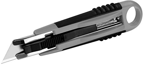 Westcott E-84026 00 18 mm Professional Trapezoid Utility Safety Knife with Soft Grip Plastic Handle - Grey