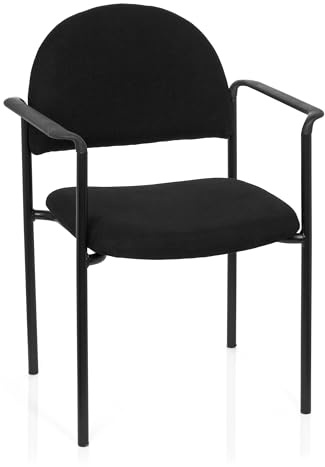hjh OFFICE 704330 XT 700 Chaise de conférence empilable à quatre pieds rembourrée avec accoudoirs Noir