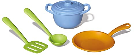 Green Toys 8661244 Kochset für Kinderküche, Spielküche, Rollenspiel, Küchenspielzeug für Kinder ab 24 Monaten, 5-teilig