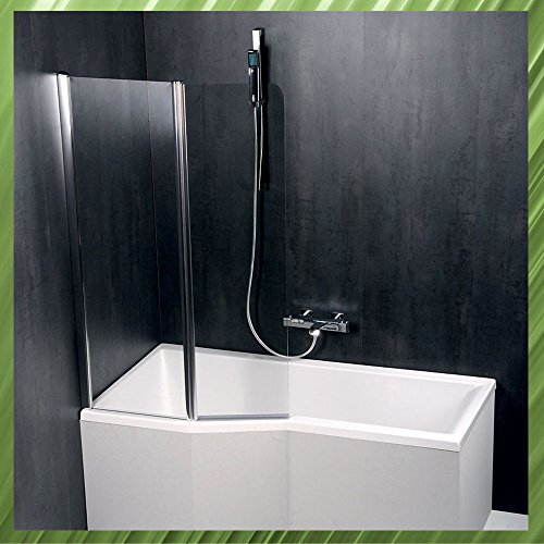 Raumsparwanne mit Duschkabine Versys 160x85/70cm Links + Ablaufgarnitur + Wannenfüße